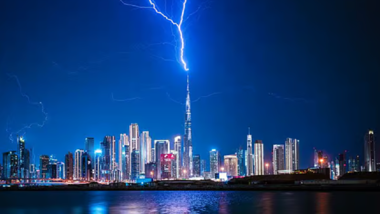 Rain and Rhythm as Rolling Storm Rattles Dubai Night